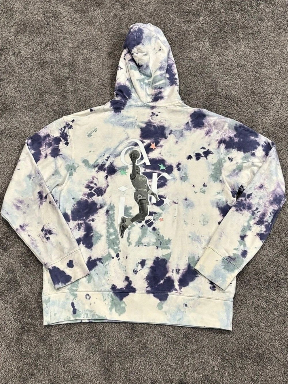 Air Jordan Sport DNA Tie-Dye Pullover Hoodie Purple & White; Size Large